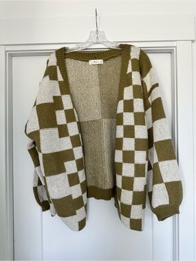 Checkered oversized cardigan